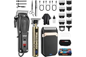 HIENA PRO Professional Hair Clippers Men Cordless Beard Trimmer Rechargeable Foil Shaver for Men Hair Cutting Kit for Barber Set with LED Display