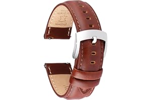OTTOODY Bracelet de Montre en Cuir Libération Rapide 18mm 19mm 20mm 21mm 22mm, Élégant Bande Bracelet de Montre de Remplacement en Cuir de Grain Supérieur pour Homme Femme, Montre et Montre Connectée