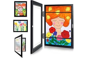 Seinal Marco Para Dibujos Niños, Marco De Fotos Con Profundidad, Portarretratos Arte Infantil, Galería para Cambiar (Negro)
