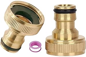 AKIUHEN Gartenschlauch-Schnellkupplung, 3/4 Zoll, Innengewinde, Messing, für Gartenschläuche, Bewässerungssysteme, 2 Stück
