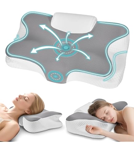 Oreiller Cervical Mémoire De Forme Papillon - Anti-Ronflement, Soutien Nuque Et Dos - Housse Aloe Vera Lavable - Dimensions 46x53x12 Cm