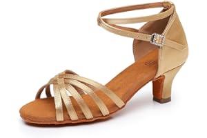 Rosefinch Zapatos de Danza Latina para Mujer Negro Profesional Zapatos de Baile de salón de Fiesta de Salsa de Baile práctica de Rendimiento Zapatos tamaño