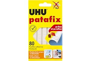 UHU Patafix - Pastilles Adhésives Prédécoupées - Fixation Rapide et Propre - Testées Sous Contrôle Dermatologique - Blanches - 80 Pastilles Adhésives Double Face