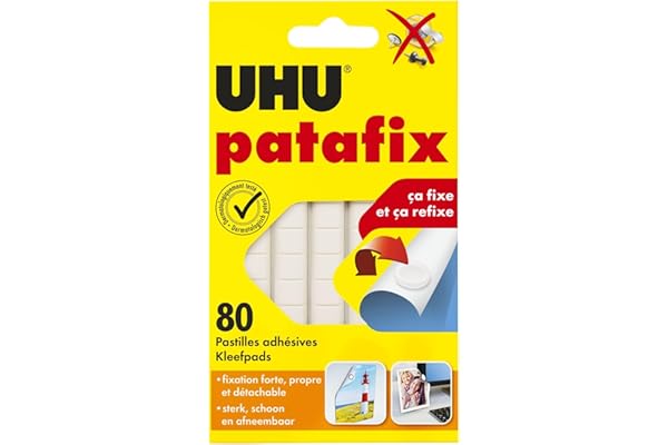 ✅ UHU Patafix - Pastilles Adhésives Prédécoupées - Fixation Rapide et...