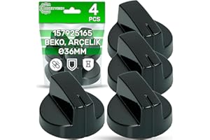ONIX TECH 4 Pezzi Rotante Manopole Piano Cottura a Gas Ø 36 mm con codice Originale 157925165 per Beko per Arçelik per Blomberg - Garanzia di 5 Anni