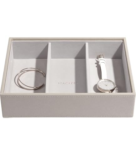 Stackers Taupe Classic Medium Jewellery Box 6 Padded Charm Layer With Acrylic Display Lid