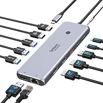Docking Station 13 In 1 FORIDA Con Triplo Monitor 4K @60Hz - USB C Per MacBook, Dell, HP, Lenovo