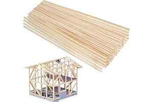 Bestomrogh 100 Pieces Wooden Sticks Balsa Wood Sticks Natural Wooden Square Dowel Sticks for Carving Craft DIY Model Making Woodcraft Decorations (3 x 3 x 300 mm)