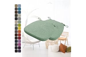 Kimgull 2er Set Stuhlkissen mit Bändern Bequeme Waschbare Rutschfestes Sitzkissen Ideal für zu Hause und Gartendekoration, viele Farben und Größen zur Auswahl (40X38X3CM GrüN)