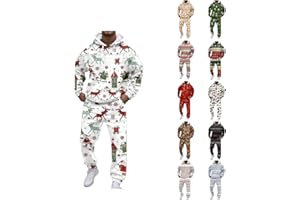 Generisch Chándal de Navidad para hombre, sudadera con capucha y pantalones de chándal de 2 piezas, traje de Navidad, traje de chándal divertido para Navidad, sudadera con capucha, traje deportivo de