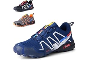WYUKN Chaussures de Cyclisme VTT, Chaussures de Moto pour Hommes, Tissu Oxford, Chaussures de vélo imperméables, Baskets de randonnée en Plein air, Hiver,bluecolor-40EU