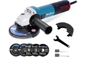 DONG CHENG DongCheng Meuleuse d'Angle 800W, Ø125mm, 11800 tr/min, Capot Rapide, Poignée Auxiliaire, Inclut 2 Disques à Meuler, 2 à Lamelles et 2 de Coupe pour Polir et Découper