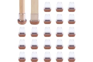 RCHYFEED 24 pièces Protection pour Pieds de Chaise 14-36mm avec Rembourrage en Feutre Transparent, Couvre Pieds de Chaise Meubles en Silicone 0,75" protege élastique, Patins Embout de Chaise en Feutre