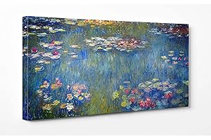SHOPART FINE ART PRINTS ShopArt - Quadro Effetto Pennellate - Claude Monet Il Bacino delle Ninfee - Stampa Fine Art su tela Canvas Alta Definizione Pronto da Appendere (cm 70 x 140)