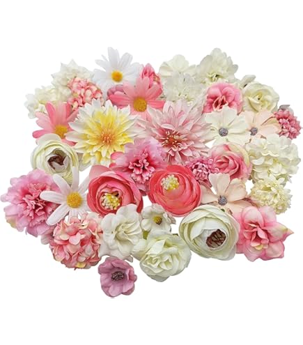 Fleurs Artificielles En Soie - Lot De 41 Pièces - Pour Déco Maison, Mariage Et Travaux Manuels - Couleurs Rose Et Violet