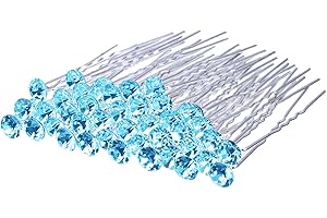 KINDOYO 30PCS Rhinestone Hair Pins -Bridal Wedding Hair Bun Pins U Shaped Hair Bobby Hairpin Hair Styling Clip for Women Girl Brides - Blue