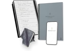 Rocketbook Fusion Reusable Undated Productivity Planner, Executive Size 15 cm x 22.4 cm, Grey - Goals, Monthly and Weekly Calendar, Daily To-Do List, Lined and Dotted Notes Pages