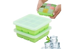 Belle Vous Lot de 2 Moules à Glaçons en Silicone – Bacs de Congélation avec Couvercles Transparents – 9 Glaçons de 30 ml – Moules Empilables pour Purée et Légumes