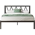 Novilla 30.5cm Metal King Size Bed Frame, 5FT Bed Frame with Headboard, Engineered Wood Slat Support, Solid Support Leg, Easy Assembly, Silent Design, Underbed Storage Space, 150x200cm, Black