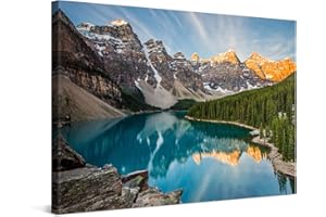 PICANOVA – Lago de Montaña Moraine 120x80cm – Cuadro sobre Lienzo – Imagen Impresión en Lienzo Montado sobre Marco De Madera – Cuadro Decoración Moderno para Salón o Dormitorio – Montañas