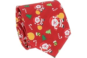 SHIPITNOW Cravate Noel Jacquard Rouge - Cravate Père Noel et Sapin de Noël - Cravate Papa Noel - Cravate Réveillon