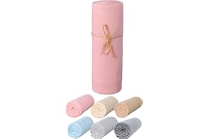 P'tit Basile Drap Housse 60x120 cm - Jersey peigné 100% Coton Bio - Rose - pour Matelas bébé à barreaux ou Parapluie 60x120 cm - Matière Extensible Pas de Repassage - Larges Profonds Bonnets