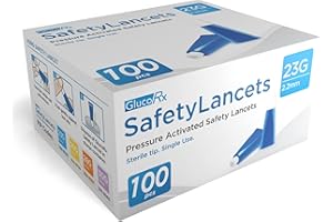 GlucoRx 23 g/2.2 mm Safety Lancets, Total 100 (Eligible for VAT relief in the UK)