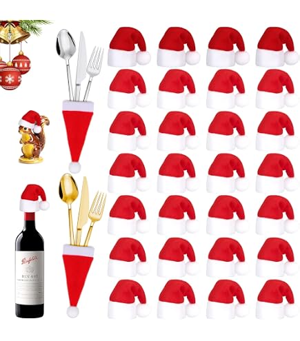 20 Stück Mini Weihnachtsmützen - Kleine Nikolaushütchen