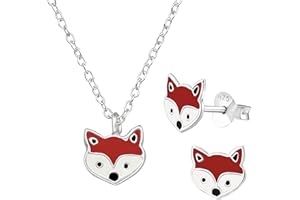 JAYARE Kinder Schmuckset Mädchen - Halskette und Ohrringe - Kette Silber 925 mit Anhänger und Ohrstecker