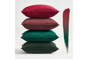 Topfinel Federe Cuscini in Velluto per Divano Verde Rosso 40x40 Set 4 Pezzi Copricuscini Quadrati Elegante Decorativa per Salotto Moderno Cuscino Cerniera Invisibile per Camera da Letto