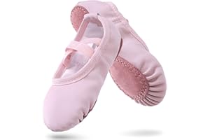BORUIZHEN Ballettschuhe Mädchen Leder Ballettschläppchen mit Geteilte Ledersohle Gymnastik Tanzschuhe für Kinder Damen
