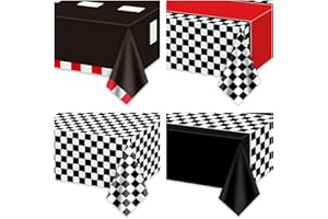 APUXXJUPA 4 Pcs Racing Car Birthday Tablecloths - Waterproof Checkered Road Table Cloths for Boys Race Car Party Supplies, 4 Style