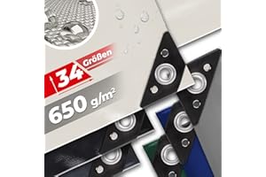VENDOMNIA Abdeckplane mit Ösen – 3,99 €/m² - PVC, 650g/m2, wasserdicht, wetterfest, UV Schutz, Größenwahl, Farbwahl - verstärkten Kanten - Gewebeplane, Gartenplane, Schutzplane, Allzweckplane für LKW, Auto