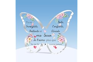 HZBLAZ Soeur Acrylique Plaque Inspiration Diplômecadeau Anniversaire Noël Apprécier Souvenirs Femmes Papillon Signe Décoration Maison Retraite Encourager Nouvel an Soeur Tu ES Incroyable Confiante
