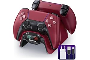 Fachixy 「2024 Nouveau」Chargeur Manette PS5, 2H Rapide Chargeur avec avec fiches et câbles individuels, avec indicateur LED Station de Chargement, Compatible avec Manettes DualSense Playstation 5