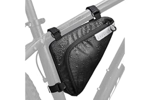 Lukovee Bike Frame Bag, Bicycle Triangle Bag Front Tube Water Resistant Waterproof Cycling Pack Strap-On Saddle Pouch Storage Bag for Mini Bike Pumps Repair Tools Road Mountain Bike(1.5L)