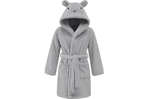 UMIPUBO Ropa Niños y Niñas Invierno Bata Para 3-8 Años Pijamas Ropa de Dormir Ducha Infantiles Cómodo con 2 Bolsillos Cinturón Capucha con Orejas