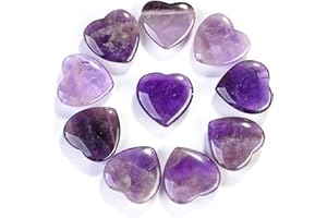 ‎CRYSTALTEARS CrystalTears Herz Stein 10 pcs Amethyst Herzsteine 20mm herzformig Handschmeichler Geschnitzt Herzstein Daumenstein Kristall Heilstein Glücksbringer