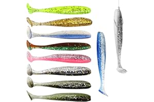 Keboyoe 110 Pièces 7cm Leurre Peche Souple Leurre Souple pour Truite Shad Leurres de PêChe Imulation Appât à Queue en T Leurre Souple de Pêche de Mer Artificiel pour Leurre Brochet