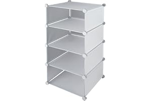 M-Home | Rangement Dressing Modulable / 6 Casiers | Plastique | Blanc | 39,5 x 37 x 81 cm | INX406