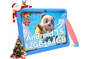 TABWEE Kids Tablet 10 inch, Android 15 Tablets for Kids, Parental Control, Pre-Installed Kiddos Software & Kids Space, Includes Case & Stylus Pen, 12GB RAM 64GB ROM, 2TB Expand, HD IPS Screen(Blue)