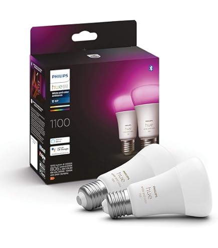 Philips Hue White and Colour Ambiance Smart Light Bulb 2 Pack 60W