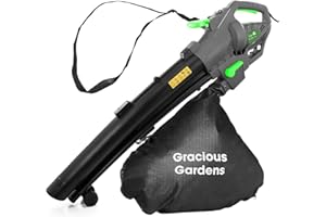 Gracious Gardens Leaf Blower Garden Vacuum and Shredder, 35L Leaf Collection Bag, 3000W 10m Cable Lightweight Design, Leaf Vacuum, 10:1 Shredding Ratio