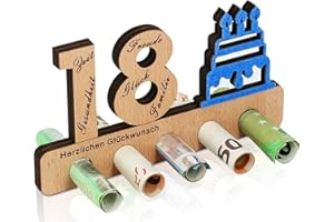 Giftota - 18° compleanno regalo in denaro in legno - 18° segno in legno libro degli ospiti - regali originali in denaro - compleanno - anniversario - regali in legno - regali per uomo, donna