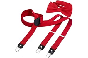 DonDon Hosenträger und Fliege Set für Damen und Herren, Y-Form, 2,5 cm breit, handgefertigt - Elegantes Accessoire für Hochzeit, Party, Smoking