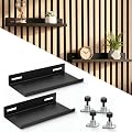 Kkluno Lot de 2 Étagère pour Panneaux Acoustiques sans Perçage 10x30cm | Panneaux acoustiques pour Horizontaux Verticaux, Étagère Murale Peu Encombrante pour Plantes, Photos, Bougies