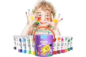 Jar Melo Kids Washable Premium Finger Body Paint 12 Colour Set with Carry Case