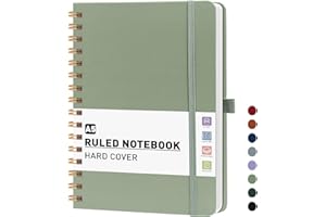 PYNEX A5 Spiral Notebook, Hardcover Lined Journal for Women,140 Pages, Writing Notebook for Work, Study - Sage Green