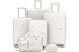 Joyway 6 PCS Set de Valise, ABS Ensemble Bagages à Coque Dure(46/56/66/66/75cm), Valise de Cabine Léger et Durable, avec 4 Roues Pivotantes à 360° et Serrure TSA