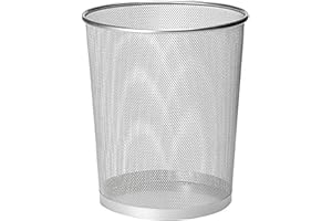 ZYBUX Circular Mesh Trash Can, Waste Basket Garbage Can Waste Can for Bathrooms, Kitchens, Home Offices, Dorm Rooms, Household Bin - Lightweight Sturdy Metal Bin 27cm x 23.5cm - Silver